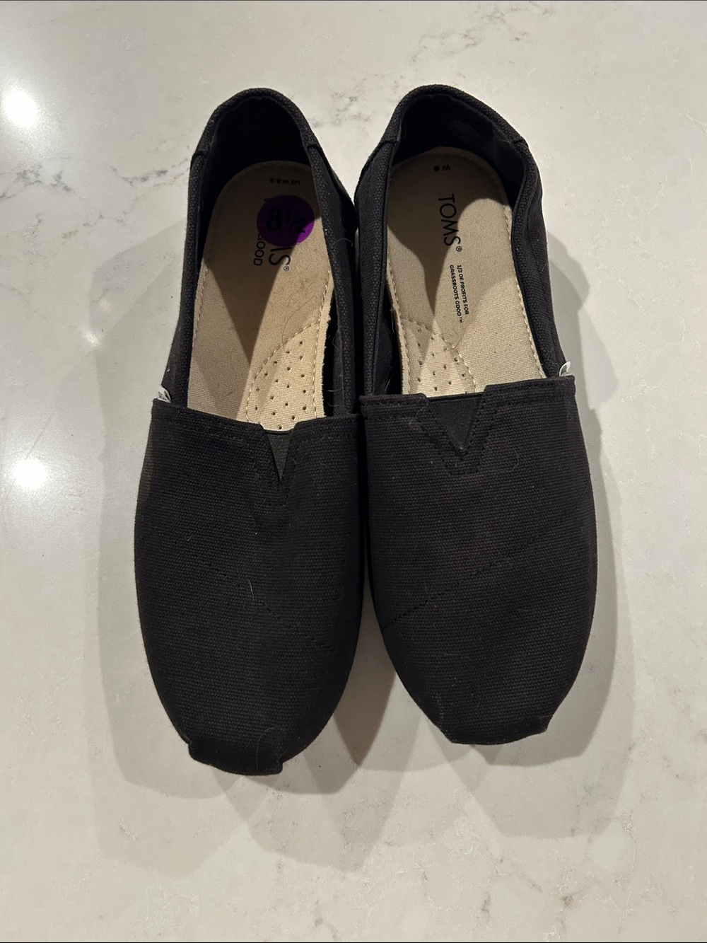 Toms Women's Black Canvas Slip-On Moccasins